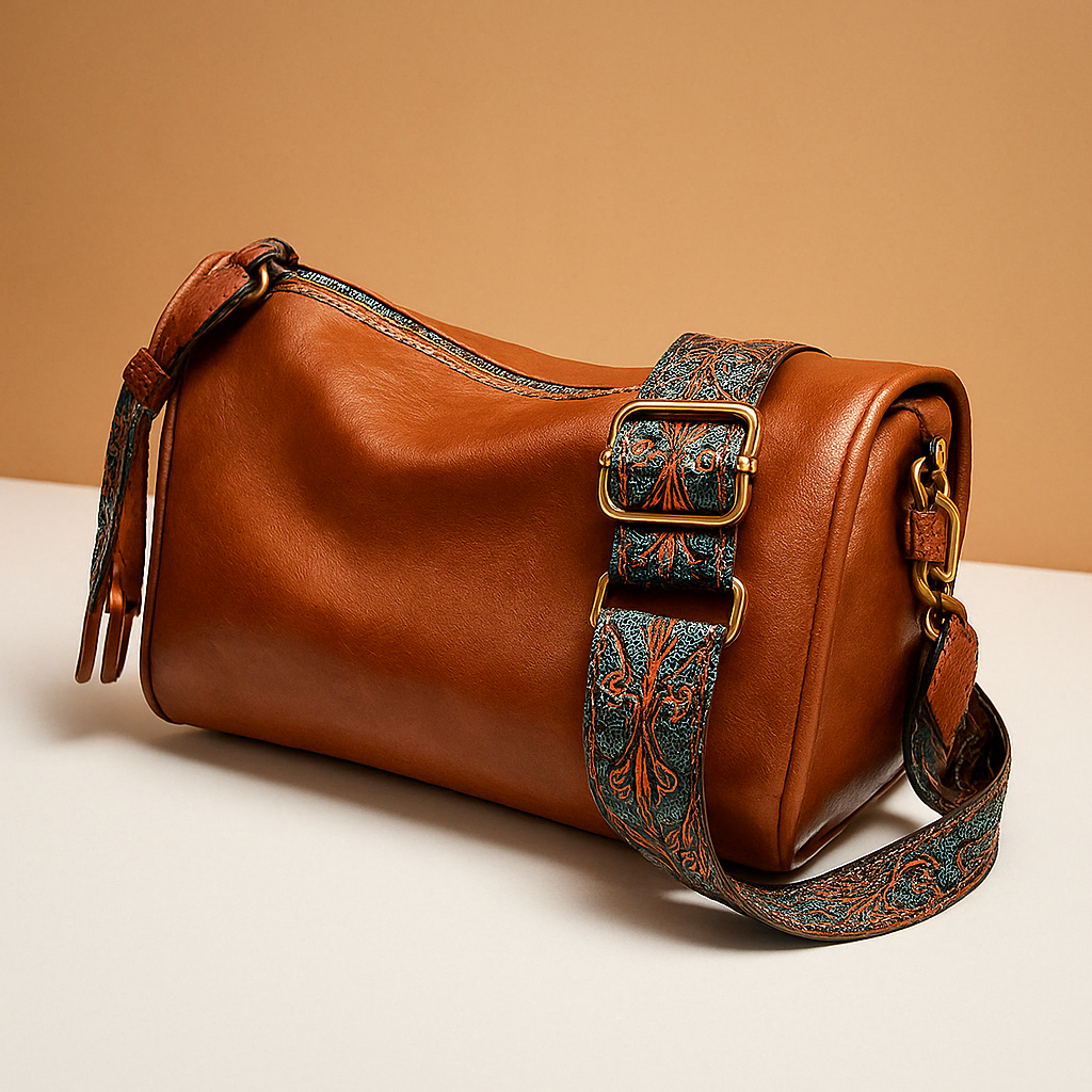  Strukturierte echte Leder -Crossbody -Tasche für Frauen | Fenna-2